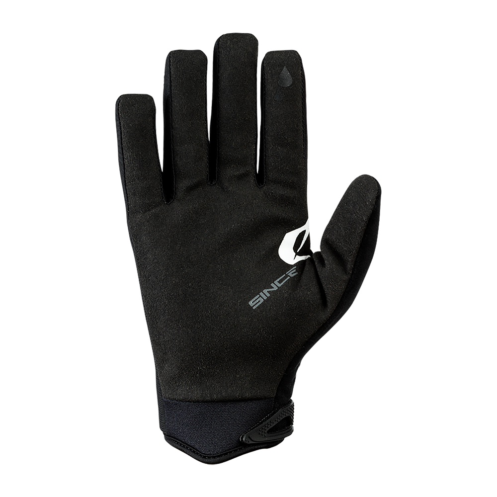 Schwarzer O'NEAL WINTER WP Handschuh mit strukturierter Oberfläche, weißem "SINC"-Logo auf der Rückseite, schlichtem Design und verstellbarer Handschlaufe.