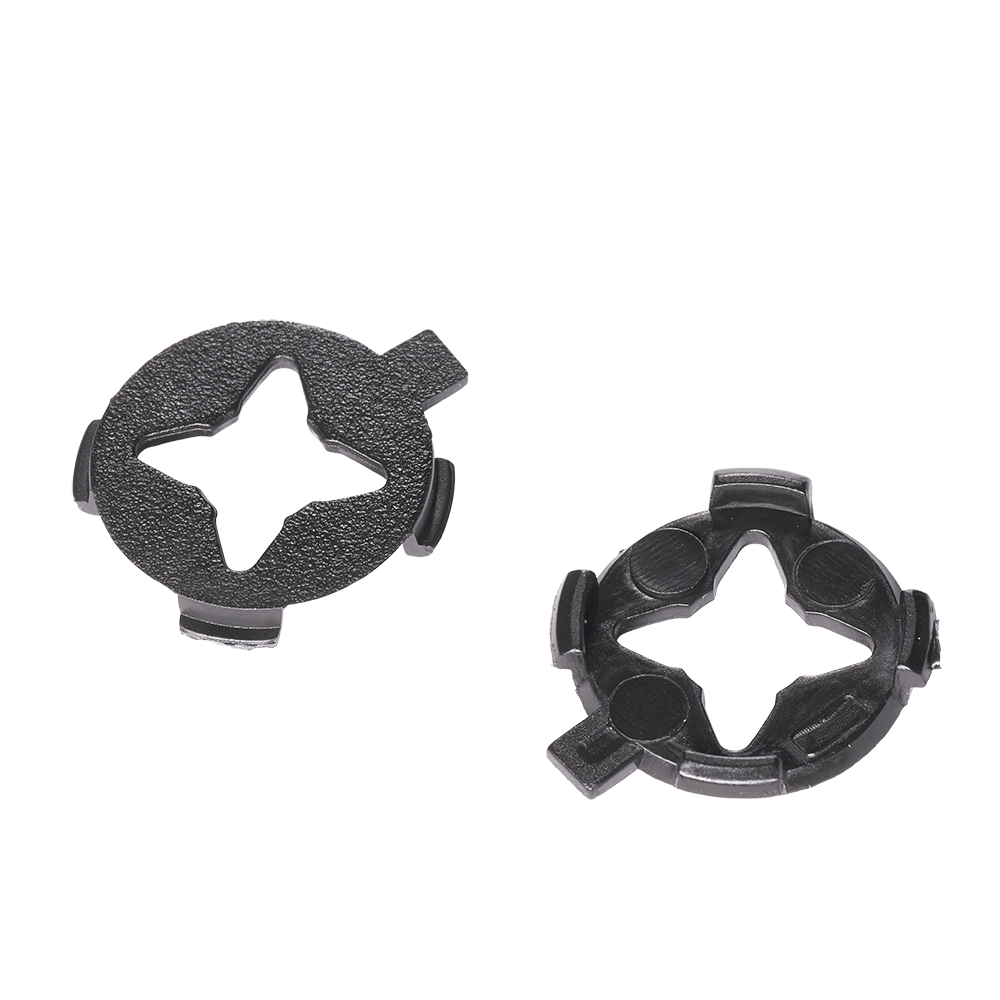 O'NEAL 3SRS Peak Lock Washer Set - Zwei schwarze, sternförmige Kunststoff-Fastener mit runden Basen und drei kleinen Kerben, passend für 3SRS Helme ab 2026. O'NEAL Markenqualität. Lieferung im 2er-Set auf weißem Hintergrund.