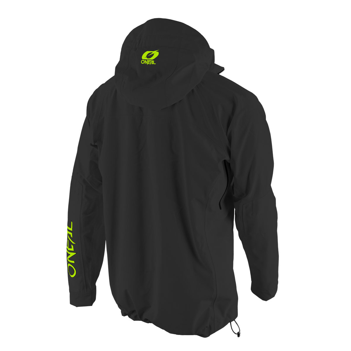 Die O'NEAL TSUNAMI Regenjacke ist eine schwarze Regenjacke mit Kapuze von O'NEAL, ideal um an regnerischen Tagen trocken zu bleiben.