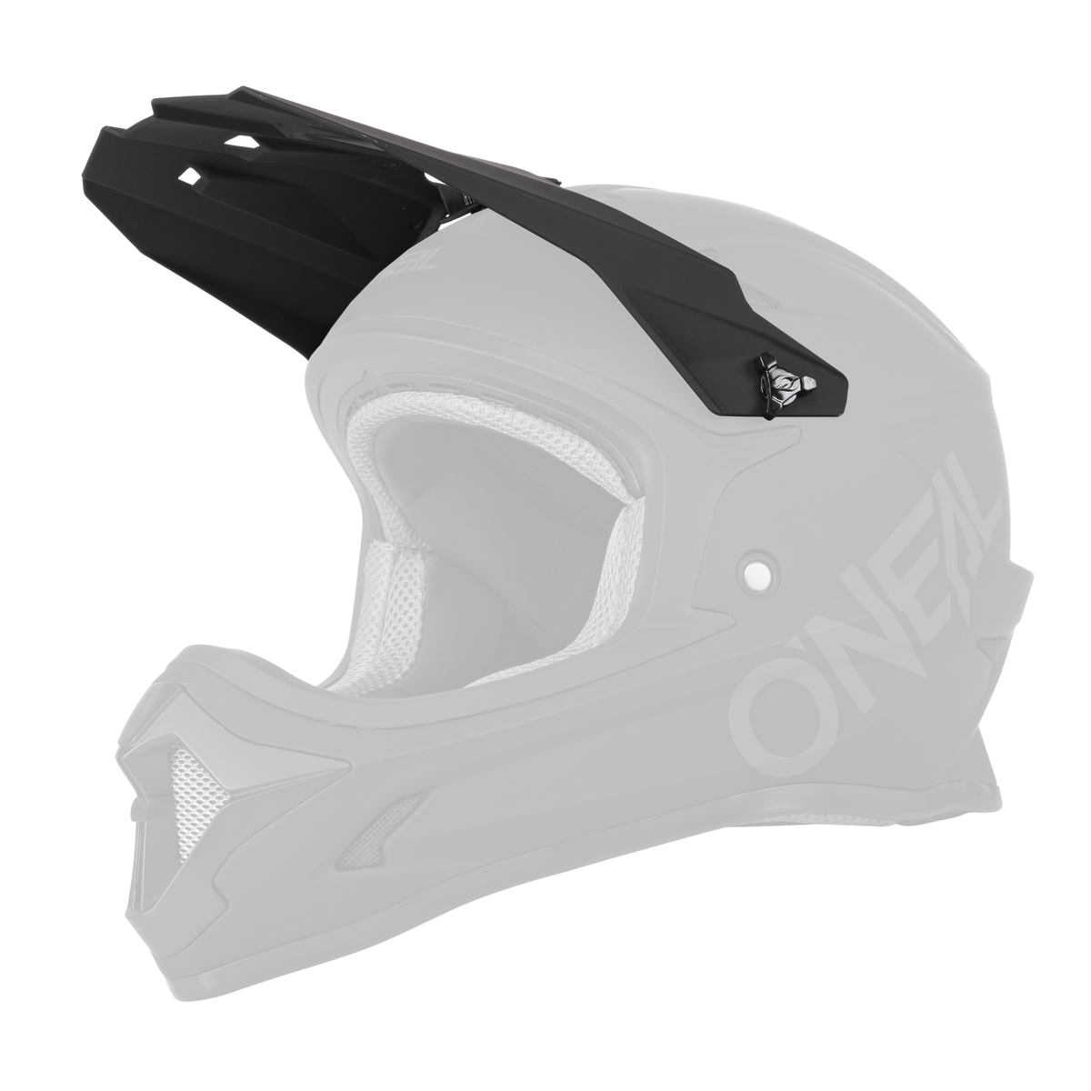 The O'NEAL Visor Sonus Youth Helmet SOLID is a matte black full-face helmet with a large visor and ventilation openings as well as the O'NEAL brand name on the side.