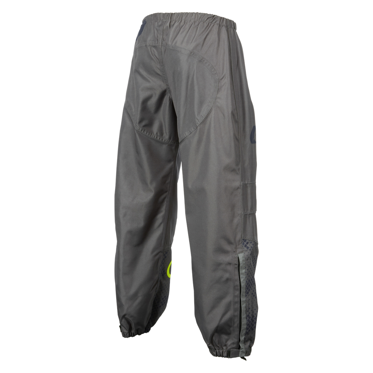 Die O'NEAL SHORE Regenhose von O'NEAL ist eine graue, sportliche Regenhose mit elastischem Bund und Bündchen, verstärkten Knien und Gesäß, und einem dezent strukturierten Unterschenkelmuster - locker sitzend, ideal als wasserabweisende Regenkleidung.