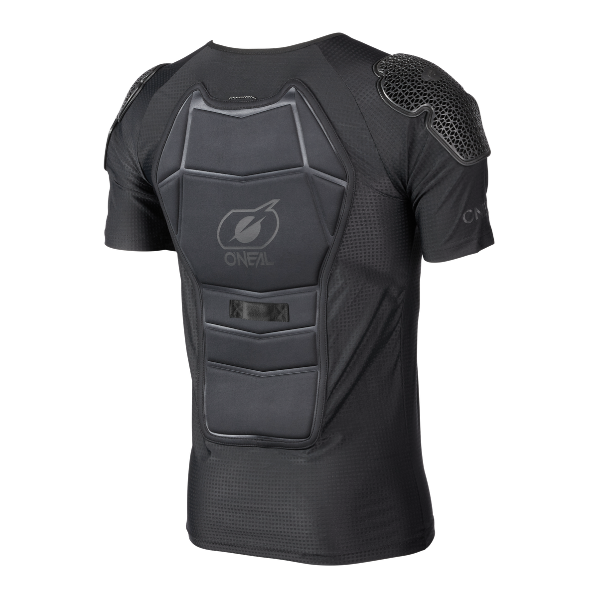 Das O'NEAL IMPACT LITE Protektor Shirt ist ein schwarzes Kurzarm-Sportshirt mit gepolsterter Rücken- und Schulterpartie und O'NEAL-Logo auf dem Rückenpanel.
