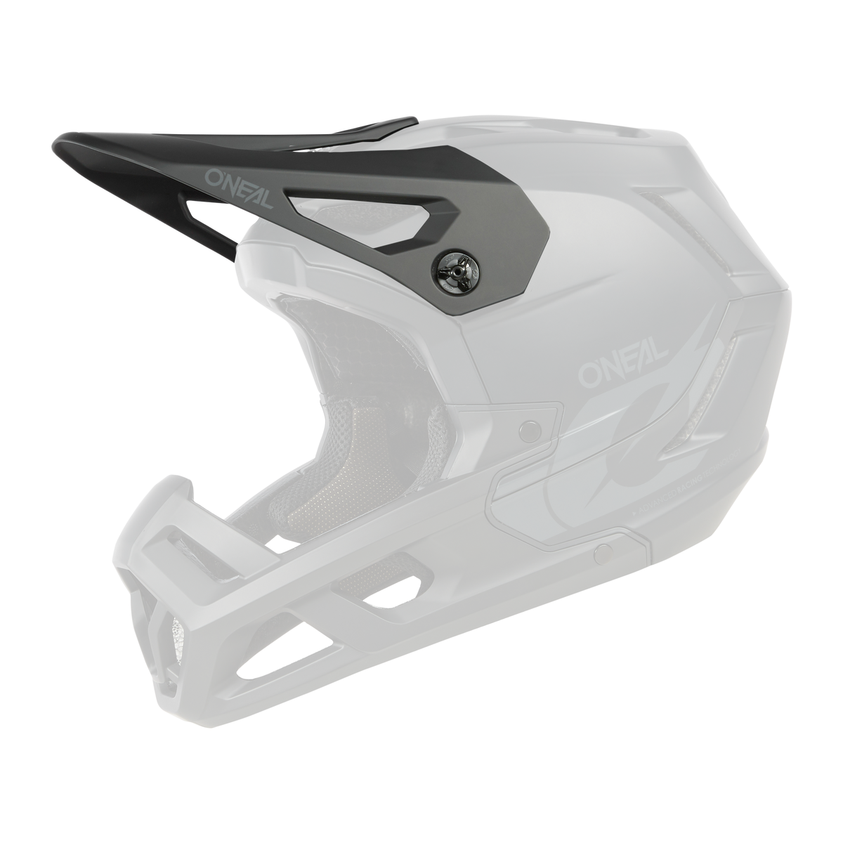The picture shows the O'NEAL Spare Visor SL1 helmet in black and highlights the matte black visor as the main eye-catcher.