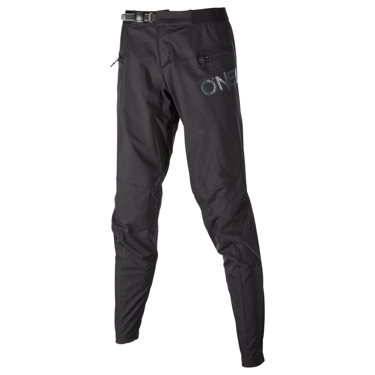 Die O'NEAL TRAILFINDER Damen-MTB-Hose verfügt über eine taillierte Passform, eine seitliche Reißverschlusstasche, einen integrierten Taillengürtel und das "ONE"-Logo auf dem rechten Oberschenkel - und bietet so Bike-Komfort und Style von O'NEAL, abgebildet auf weißem Hintergrund.