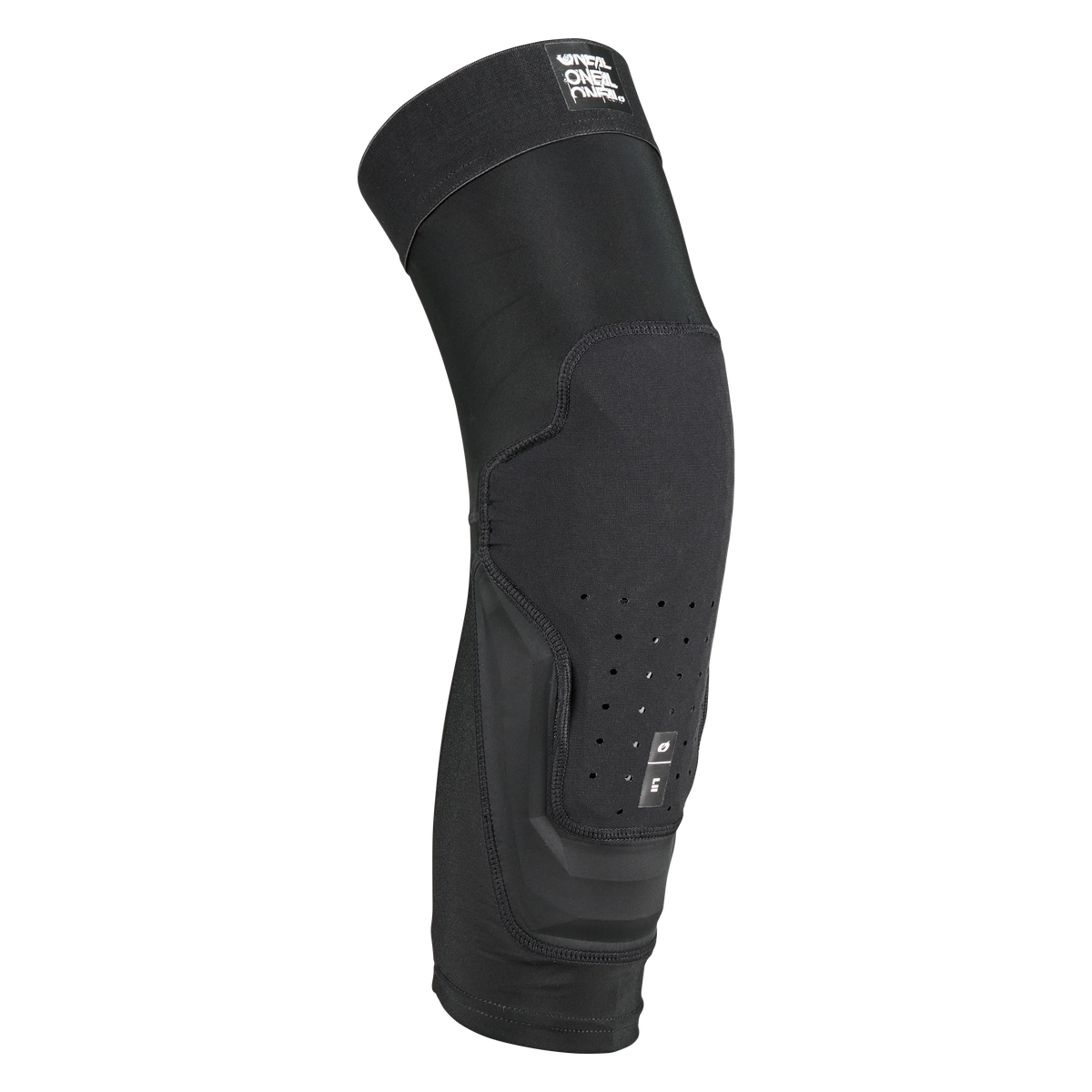 Der O'NEAL DIRT FLX 2.0 Knieschützer Kinder ist ein schwarzer, flexibler Knieschützer mit konturiertem Design, Belüftungslöchern, verstärkter Polsterung, Level-2-Schutz und kleinem Logoaufnäher - ideal für den Sport oder das Biken.