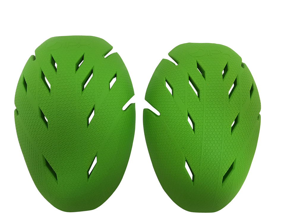 Two bright green O'NEAL IPX-HP sports sleeves with ergonomic, textured surface and slit-like openings, side by side on a white background.