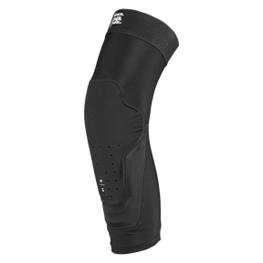Una rodillera negra O'NEAL DIRT FLX 2.0 con acolchado protector contorneado, orificios de ventilación y tecnología Crash Cells para mejorar la protección cubre la rodilla y la parte inferior de la pierna, mostrada sobre fondo blanco.