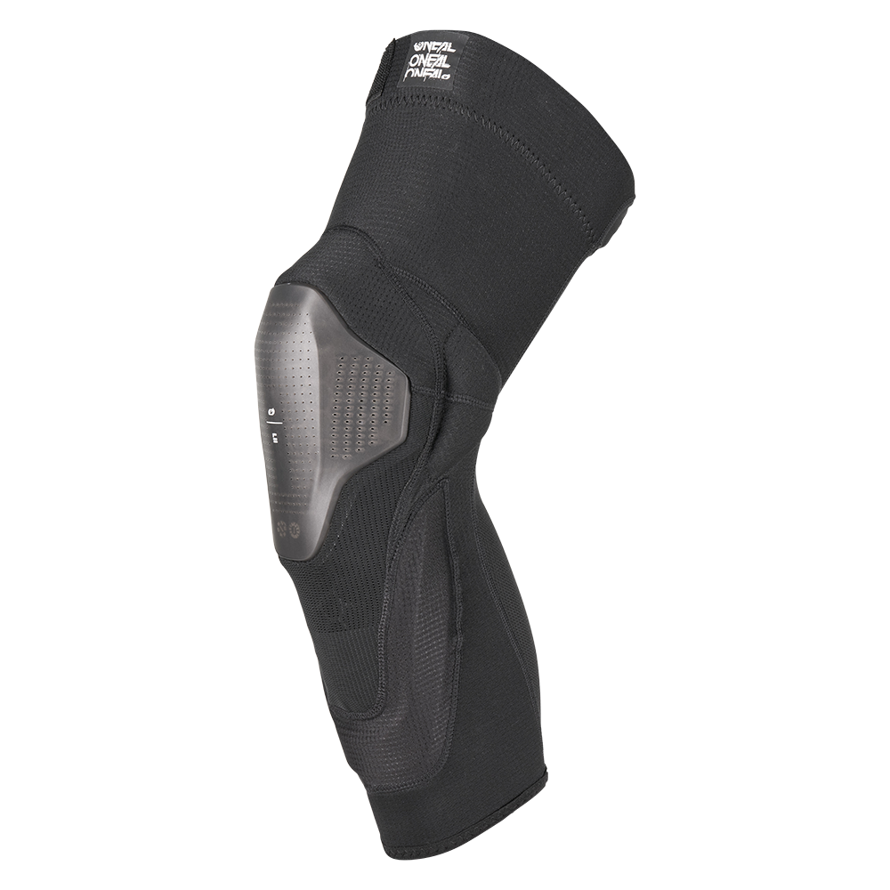 Der O'NEAL DIRT FLX Hybrid Knee von O'NEAL Europe ist ein schwarzer Knieschutz mit harter Frontschale, dehnbarem Gewebe um Knie und Oberschenkel und Level-2-Schutz für den Einsatz beim Sport oder bei Verletzungen.