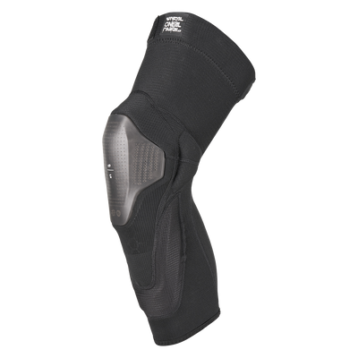 Der O'NEAL DIRT FLX Hybrid Knee von O'NEAL Europe ist ein schwarzer Knieschutz mit harter Frontschale, dehnbarem Gewebe um Knie und Oberschenkel und Level-2-Schutz für den Einsatz beim Sport oder bei Verletzungen.