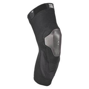 Der O'NEAL Europe DIRT FLX Hybrid Knee ist ein schwarzer Knieschützer mit einem flexiblen, perforierten Schutzschild für Durchstichschutz, verstellbaren Riemen und Level-2-Schutz - ideal für Sport oder Verletzungsprävention.