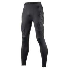 Schwarze O'NEAL DIRT FLX Crash Pants von O'NEAL Europe mit strukturiertem Muster und verstärkten Panels, inspiriert von IPX-Waben-TPE-Polster-Technologie, auf weißem Hintergrund dargestellt.