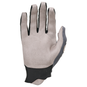 Le Pin It Slip on Glove de O'NEAL est représenté avec la paume vers le haut sur un fond blanc. Il est fabriqué en matière synthétique grise et noire avec une manchette allongée.