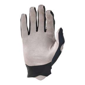 Le gant O'NEAL PIN IT Slip on Glove est représenté avec la paume de la main vers le haut et est composé de tissu synthétique beige avec du matériel noir renforcé au bout des doigts et du côté du pouce.