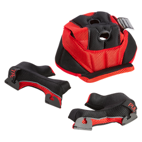 Der O'NEAL Liner & Cheek Pads BLADE Helm von O'NEAL verfügt über schwarze und rote gepolsterte Einsätze mit verstellbaren Riemen und Zuglaschen, die für verbesserten Komfort und Sitz während der Fahrt sorgen.