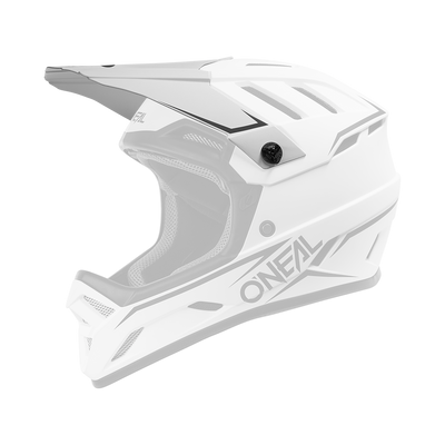 Casco de motocross integral O'NEAL Visor Backflip Solid blanco, mostrado con detalles negros en una vista lateral de tres cuartos sobre un fondo blanco liso.