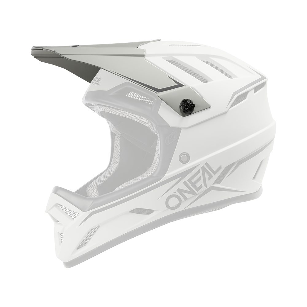 Der O'NEAL Visor BACKFLIP Helm SOLID von O'NEAL ist in Grau abgebildet. Er hat ein Visier, eckige Belüftungsöffnungen, eine ABS-Kunststoffschale und eine graue Polsterung, von der Seite gesehen auf einem schlichten weißen Hintergrund.