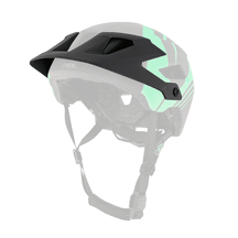 Der O'NEAL Visor DEFENDER Helmet NOVA ist ein schwarz-grüner Fahrradhelm mit Belüftungslöchern, einem verstellbaren Kinnriemen und dem O'NEAL-Logo an der Seite.