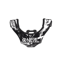 El O'NEAL Back Part TRON Neckbrace es un collarín en blanco y negro con gráficos abstractos con el logotipo de O'NEAL y "ENJOY RIDE" en la parte delantera.
