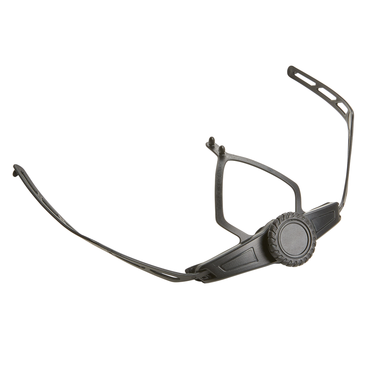 The O'NEAL Retention System DIRT LID helmet from O'NEAL features a black, adjustable plastic headband with a circular adjustment wheel on the front for secure attachment of the helmet or headgear.