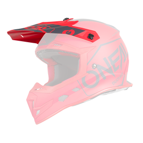 Der O'NEAL Visor 5SRS Helmet HEXX ist ein leuchtend roter Motocross-Helm mit schwarzem O'NEAL-Branding, eckigen Belüftungsöffnungen, einem verlängerten Visier und einem Kinnschutz für zusätzlichen Schutz.