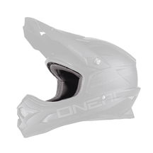 Ein mattschwarzer O'NEAL Liner & Cheek Pads 3SRS Jugendhelm, Integralhelm mit Visier und futuristischer Grafik an der Seite.