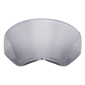 L'O'NEAL SIERRA Helmet Replacement Shield est une visière transparente et bombée avec deux petits trous de vis de chaque côté, qui se trouve sur un fond blanc.