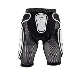 Le short noir et blanc O'NEAL KAMIKAZE est équipé d'inserts en mesh et de rembourrages renforcés sur les cuisses, les hanches et le coccyx - idéal pour le sport ou les activités extrêmes. La ceinture porte l'inscription "O'NEAL".