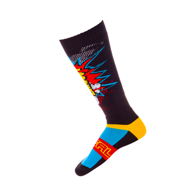 Complete your O'NEAL PRO MX SOCK collection with the O'NEAL PRO MX sock BRAAAPP - this knee-high sock is perfect for motocross flair with its vibrant comic graphics and dynamic "POW!" design.