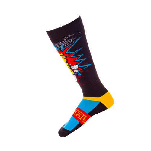 Completa la tua collezione di calzini O'NEAL PRO MX SOCK con il calzino O'NEAL PRO MX BRAAAPP: questo calzino alto fino al ginocchio è perfetto per il motocross con la sua grafica vivace e il design dinamico 