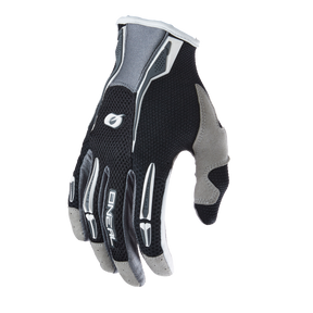 Der O'NEAL PODIUM Handschuh von O'NEAL in Schwarz und Grau mit weißen Akzenten verfügt über atmungsaktives Mesh und verstärkte Finger und Handfläche - perfekt für Sportbegeisterte, die einen robusten Handschuh suchen.