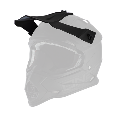 Le casque O'NEAL Visor 2SRS Helmet FLAT de O'NEAL est un casque de motocross noir mat avec une visière et une protection du menton, des ouvertures d'aération et une doublure rembourrée.