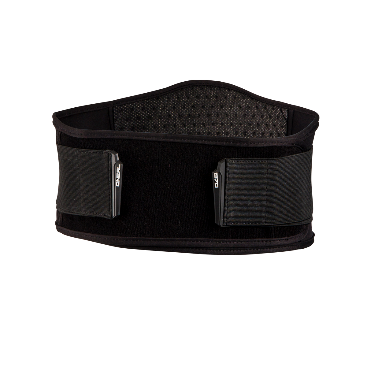 La ceinture rénale PXR d'O'NEAL est une ceinture de soutien dorsale noire et ajustable avec du velcro et des panneaux renforcés, conçue par O'NEAL pour soutenir la zone lombaire et offrir de la stabilité - parfaite comme ceinture rénale de motocross O'NEAL.