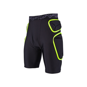 Die O'NEAL TRAIL Short von O'NEAL hat neongelbe, gepolsterte Seitenteile und einen elastischen Bund mit dem Markenzeichen "ONEAL", der Hüfte und Oberschenkel schützt.