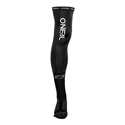 A single black O'NEAL PRO XL Kneebrace sock with white branding, designed for athletic use - perfect as a breathable knee sock for mountain bike or motocross riders - on a plain black background.