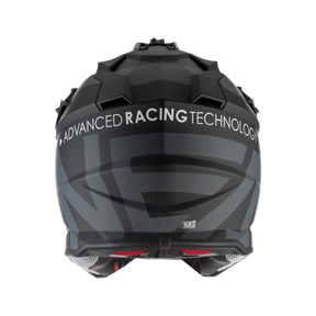 Vue arrière du casque O'NEAL 2SRS noir mat SLICK avec des ouvertures d'aération carrées, une inscription O'NEAL distinctive et la mention "ADVANCED RACING TECHNOLOGY" à l'arrière - équipement cycliste indispensable pour les cyclistes sérieux.