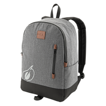 Der O'NEAL Rucksack von O'NEAL in Grau-Schwarz mit braunem Patch und weißem Blatt-Logo bietet viel Stauraum, ein Frontfach mit Reißverschluss, eine Seitentasche sowie gepolsterte Schultergurte.