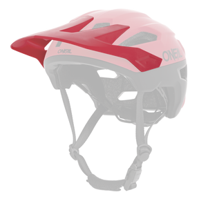 The O'NEAL Visor TRAILFINDER Helmet SPLIT in pink and black features a visor, adjustable chin straps and ventilation openings.