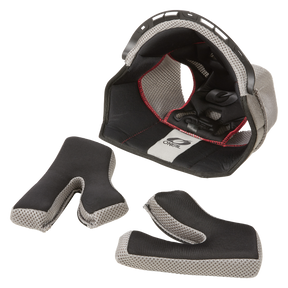 Abgebildet sind herausnehmbare O'NEAL Liner & Cheek Pads für den BACKFLIP-Helm mit Stoff- und Mesh-Oberflächen und dem sichtbaren "O'NEAL"-Markenzeichen auf dem Hauptliner.