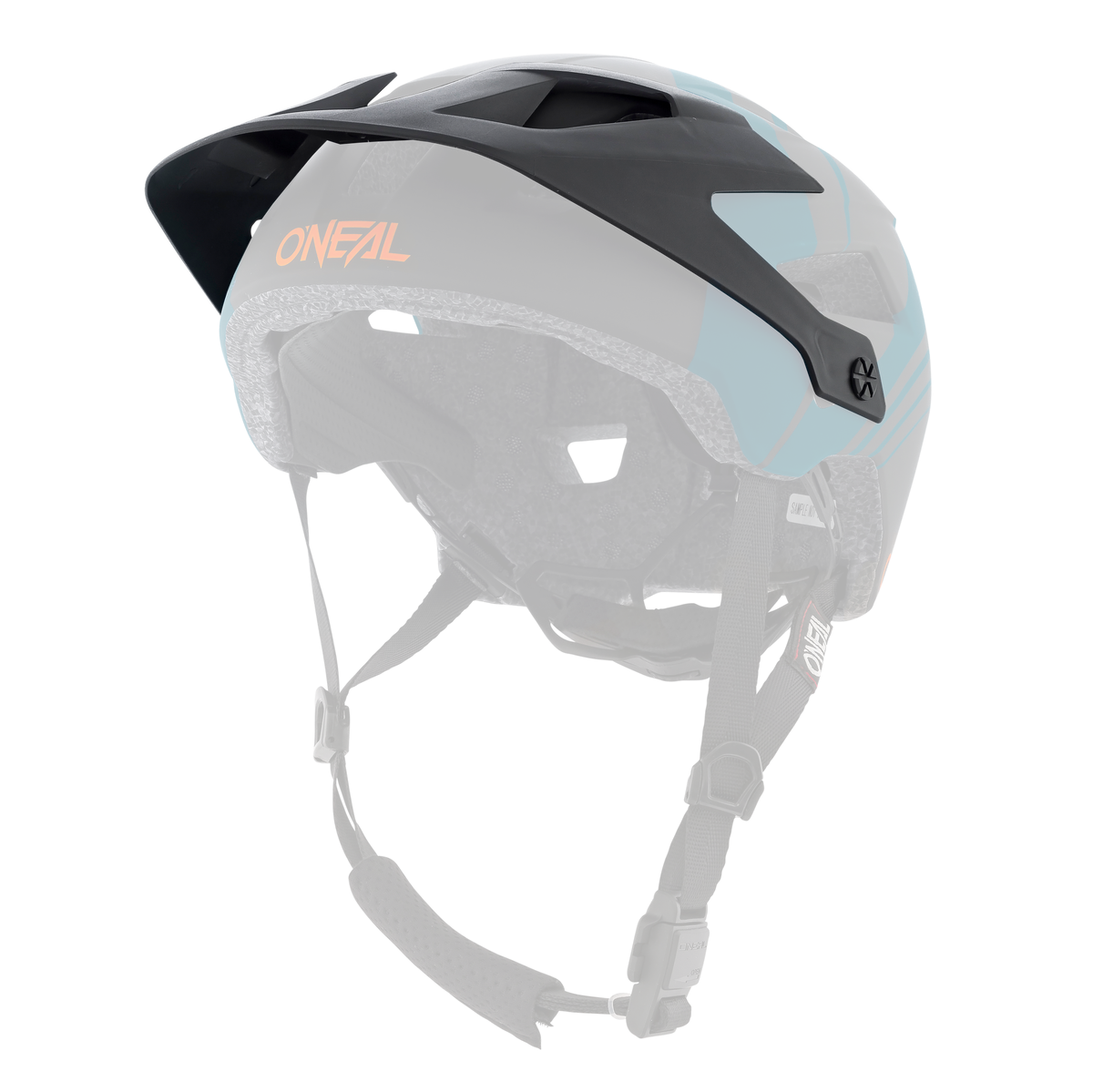 Il casco O'NEAL Visor Defender NOVA in nero e benzina è dotato di visiera, cinghie regolabili e fori di ventilazione.