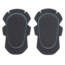 A pair of black, oval O'NEAL IPX-HP foam knee sliders with layered edges for motorcycle racing suits, pictured on a white background.
