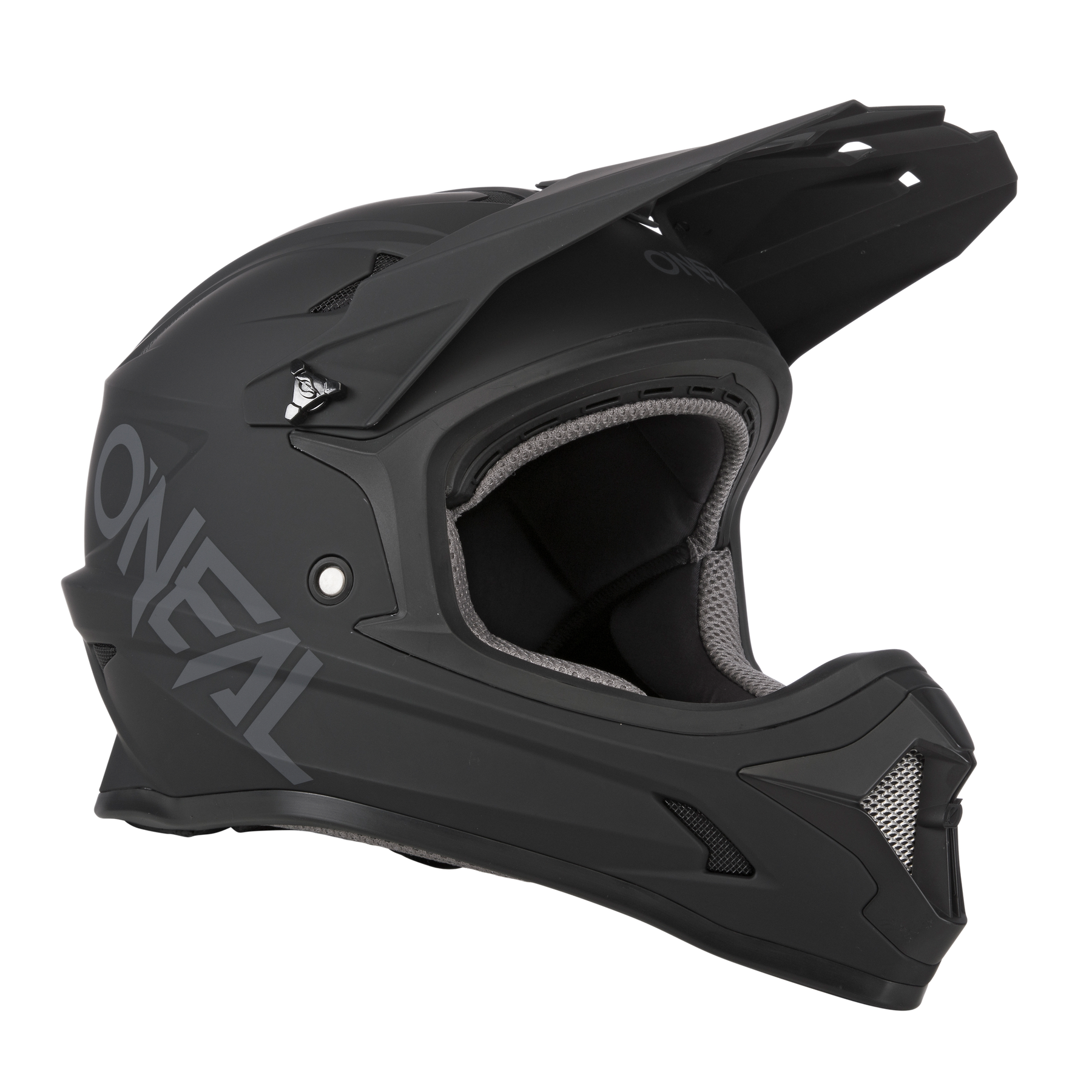 Der O'NEAL SONUS Helm SOLID ist ein mattschwarzer Fullface-MTB-Helm mit Visier und Kinnschutz, auffälligem O'NEAL-Branding, gepolsterter Innenausstattung und aerodynamischem Design - ideal für jedes Bike-Abenteuer.