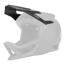 The O'NEAL Visor TRANSITION Helmet SOLID is a matte black full-face mountain bike helmet with a large visor, padded interior, ventilation openings and "O'NEAL" branding on the side.