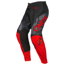 The O'NEAL ELEMENT CAMO pants in red, black and gray feature eye-catching graphics, "ONEAL" logos on the right thigh and left lower leg and reinforced knee inserts for additional protection - ideal for motorsport fans.