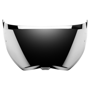 Il casco O'NEAL Shield D-SRS ha una visiera curva e riflettente con una superficie lucida su sfondo nero.