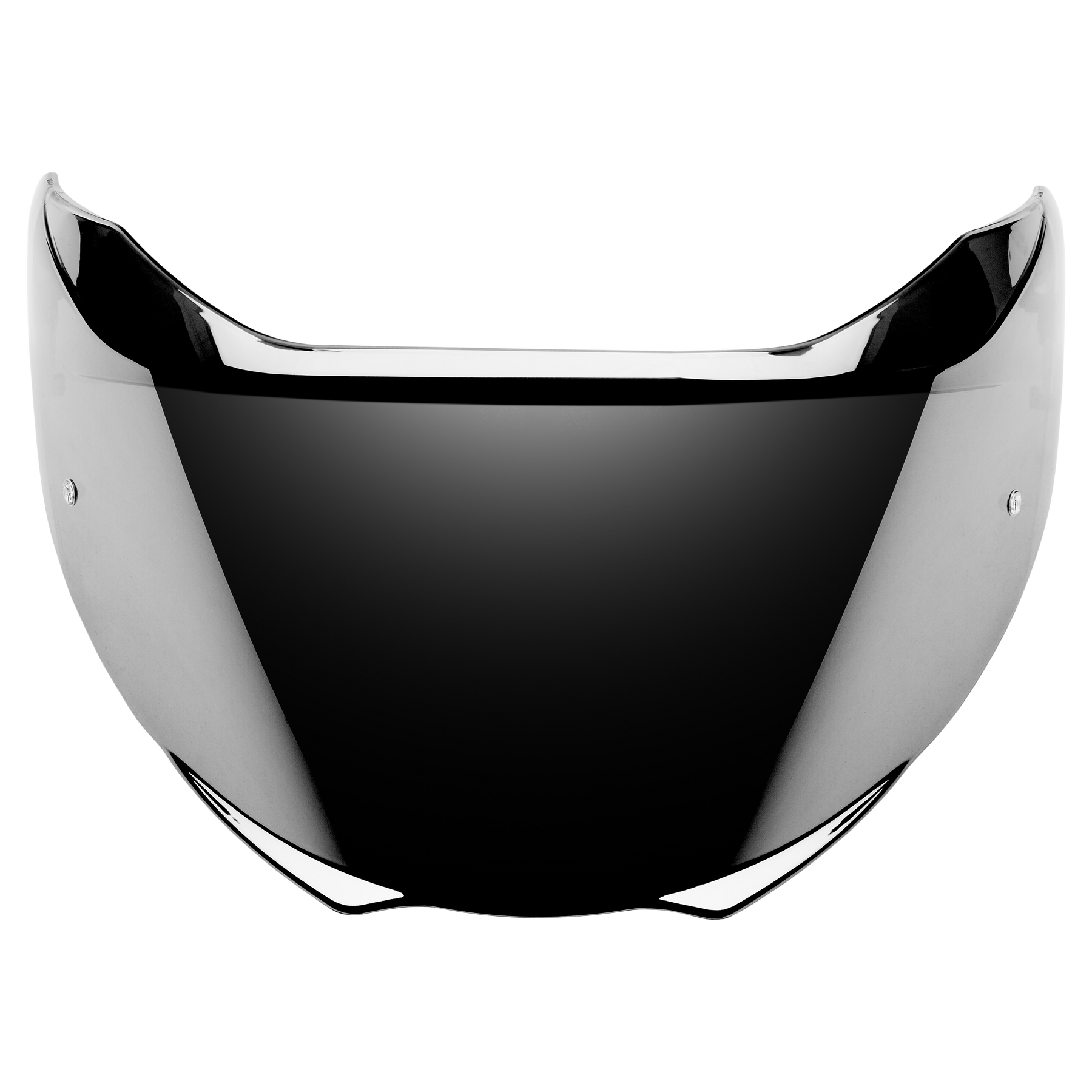 Das O'NEAL Shield M-SRS Helmvisier zeichnet sich durch ein dunkel getöntes, gewölbtes Design mit reflektierender Oberfläche aus, das auf einem schlichten weißen Hintergrund dargestellt wird.
