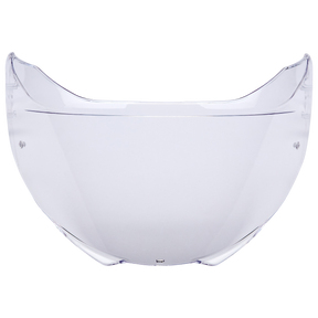 A clear, curved visor of the O'NEAL Shield M-SRS helmet from O'NEAL is shown from the front against a black background.