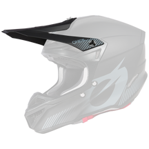 The O'NEAL Visor 5SRS Polyacrylite helmet SOLID is characterized by a matt black and grey finish, an angular design, a large visor, ventilation openings and red chin strap accents on a white background.