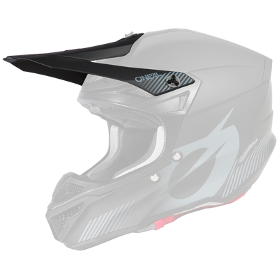 The O'NEAL Visor 5SRS Polyacrylite helmet SOLID is characterized by a matt black and grey finish, an angular design, a large visor, ventilation openings and red chin strap accents on a white background.