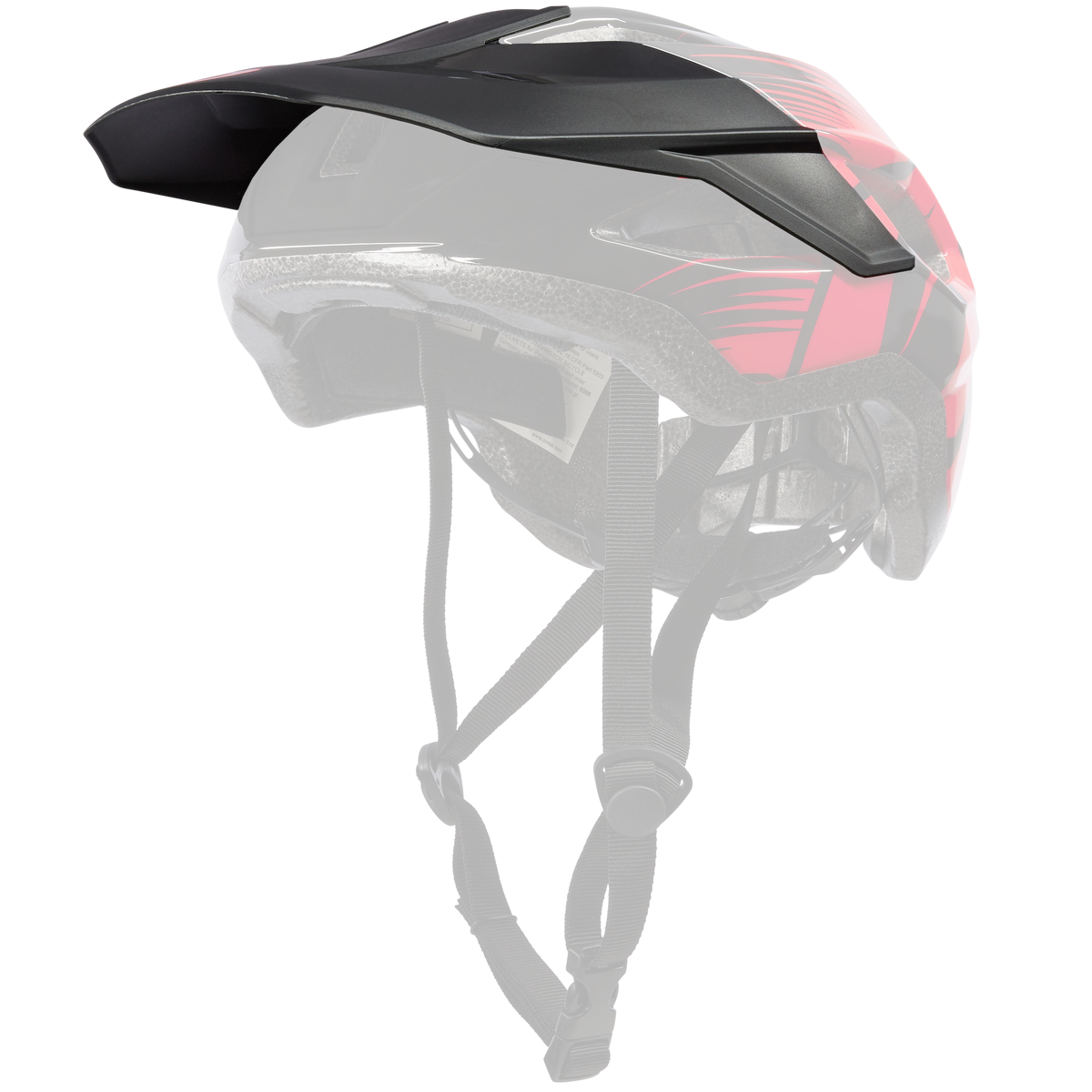 Der O'NEAL VISOR MATRIX Helmet SPLIT von O'NEAL ist ein schwarz-roter Fahrradhelm mit Visier, verstellbaren Kinnriemen und Belüftungslöchern, von der Seite betrachtet.