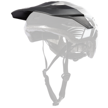 Der O'NEAL VISOR MATRIX Helmet SPLIT von O'NEAL, abgebildet in Schwarz und Weiß in der Seitenansicht auf einfarbigem Hintergrund, verfügt über ein Visier, Lüftungsschlitze und verstellbare Kinnriemen.